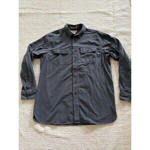 Vintage LL Bean Blue Canvas Mens Large Button Down Shirt Barn Heavy Workwear